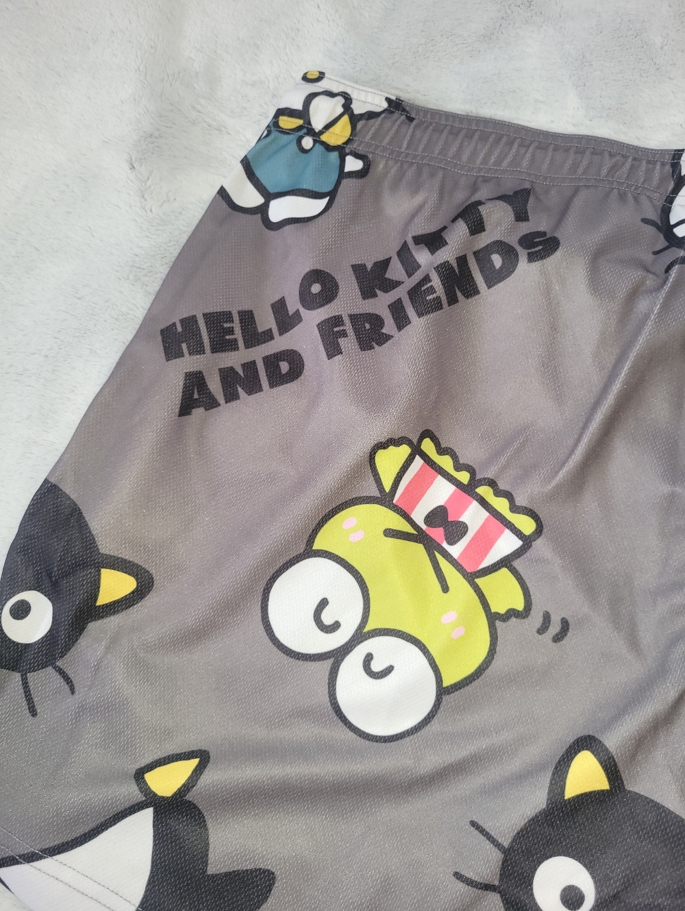 Hello Kitty & Friends Sanrio Mens XL (40-42) Drawstring Pull On Gray Shorts - Picture 10 of 13